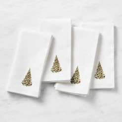 Embroidered Festive Napkins, Set of 4