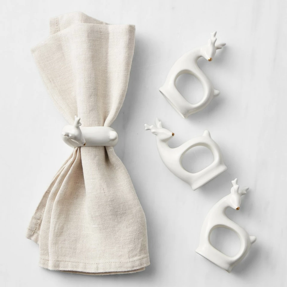Figural Deer Napkin Rings, Set of 4 3 Figural Deer Napkin Rings, Set of 4