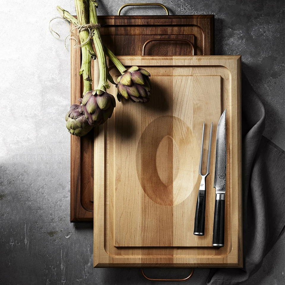 J.K Adams Handled Carving Board, Walnut with Brass Handles 3 J.K Adams Handled Carving Board, Walnut with Brass Handles - Image 3