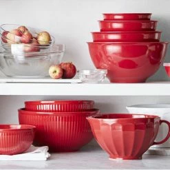Melamine Mixing Bowls with Lid, Set of 6, Red -HOMEKEEPING Shop melamine mixing bowls with lid red 202222 0003 melamine mixing bowls with lid set of 6 red z