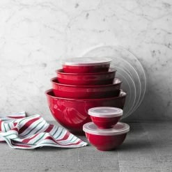 Melamine Mixing Bowls with Lid, Set of 6, Red -HOMEKEEPING Shop melamine mixing bowls with lid red 202240 0086 melamine mixing bowls with lid set of 6 red z