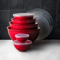 Melamine Mixing Bowls with Lid, Set of 6, Red -HOMEKEEPING Shop melamine mixing bowls with lid red 202240 0136 melamine mixing bowls with lid set of 6 red z