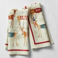 Natale Reindeer Tea Towels, Set of 2