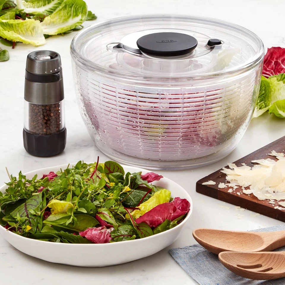 OXO Small Salad Spinner, Clear 3 OXO Small Salad Spinner, Clear - Image 2