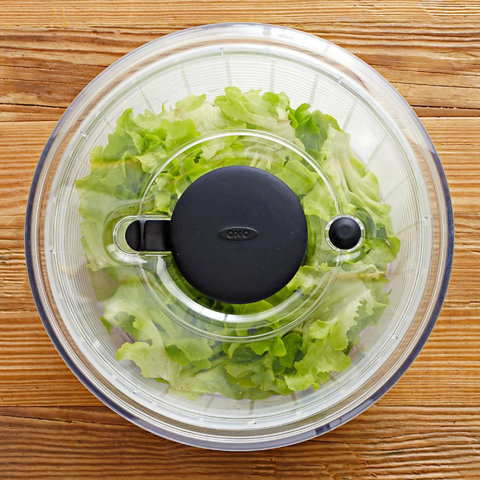 OXO Small Salad Spinner, Clear 8 OXO Small Salad Spinner, Clear - Image 7