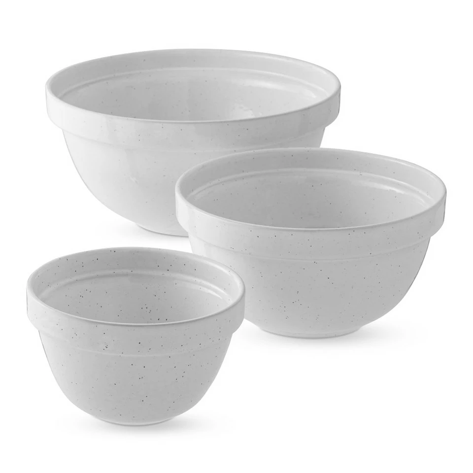 Reactive Mixing Bowls, Set of 3, White Speckle 5 Reactive Mixing Bowls, Set of 3, White Speckle - Image 3