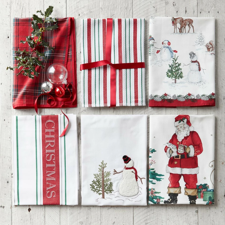 Snowman Embroidered Tea Towels, Set of 2 4 Snowman Embroidered Tea Towels, Set of 2 - Image 3