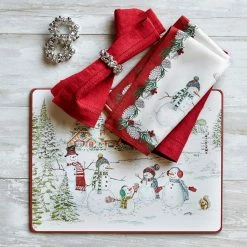 Snowman Napkins, Set of 4 -HOMEKEEPING Shop snowman napkins 202214 0077 linen double hemstitch napkins z