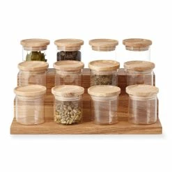 Stacking Glass Canister, Spice Jar -HOMEKEEPING Shop spice organization spice jar ash wood 202116 0001 spice organization spice jar ash wood z