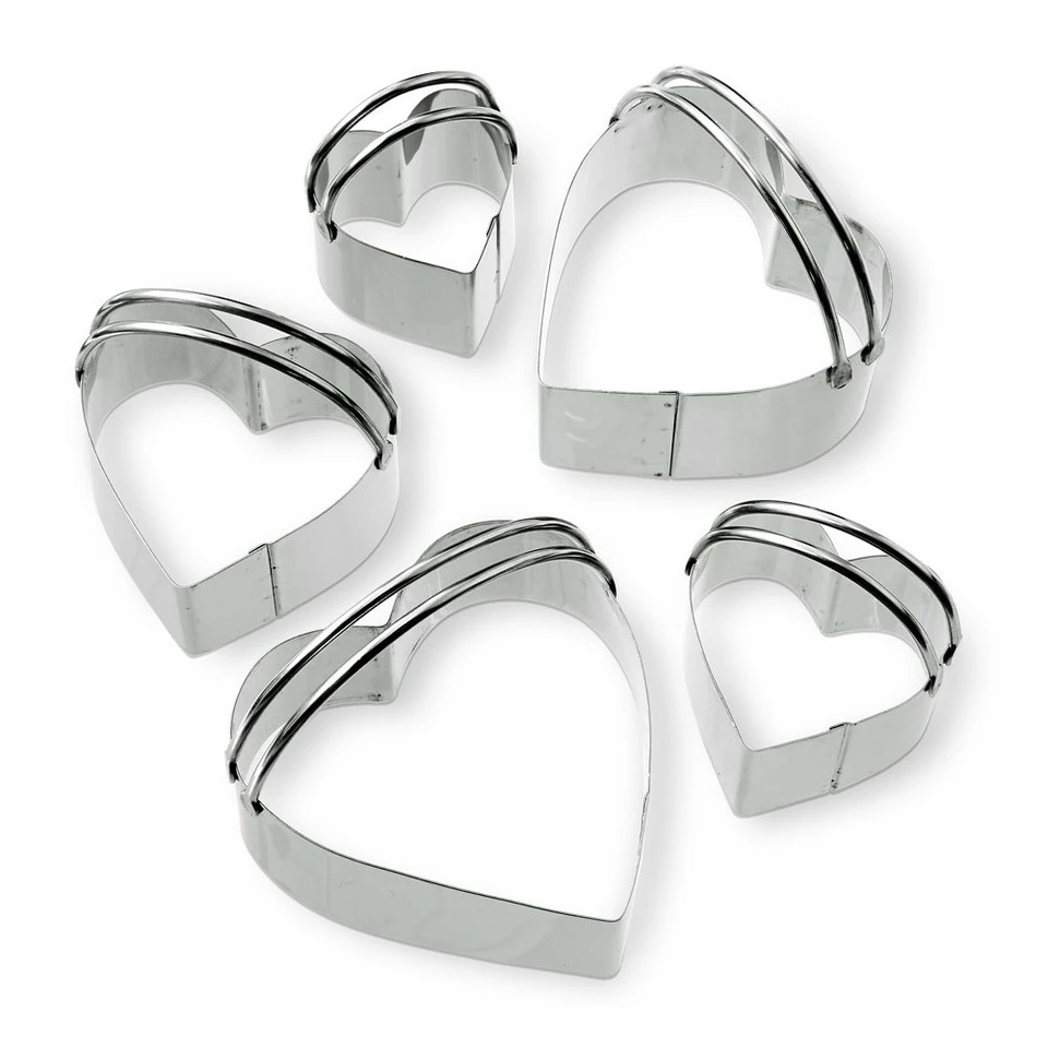 Stainless Steel Heart Biscuit 5-Piece Cookie Cutter Set 3 Stainless Steel Heart Biscuit 5-Piece Cookie Cutter Set