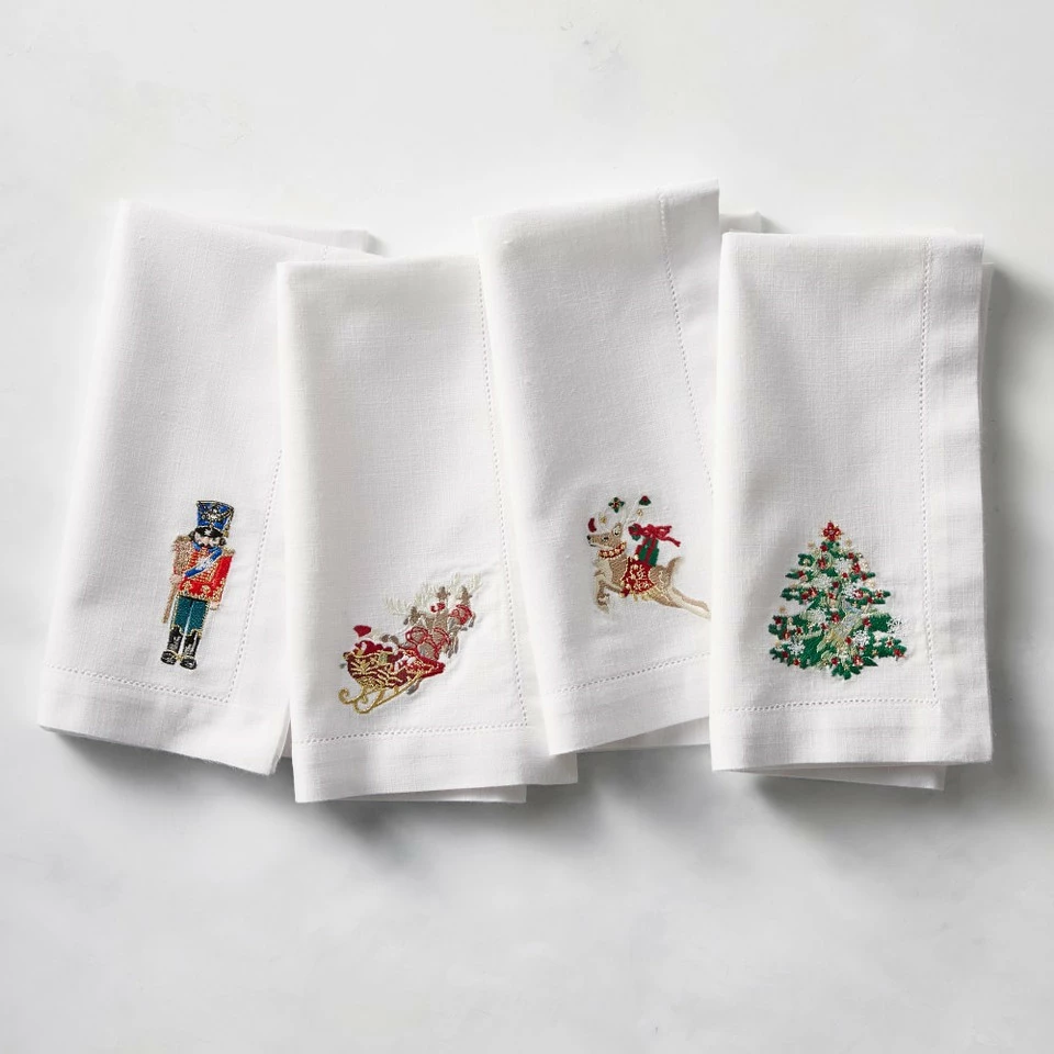 'Twas the Night Before Christmas Embroidered Napkins, Set of 4 2 'Twas the Night Before Christmas Embroidered Napkins, Set of 4