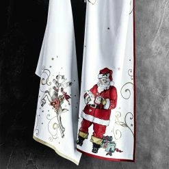 Twas the Night Santa Tea Towels, Set of 2, White -HOMEKEEPING Shop twas santa towels 202214 0092 twas the night santa towels set of 2 z