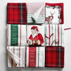 Twas the Night Santa Tea Towels, Set of 2, White -HOMEKEEPING Shop twas santa towels 202233 0020 classic tartan towels set of 2 z