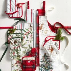 Twas the Night Before Christmas Oven Mitt & Potholder Set -HOMEKEEPING Shop twas the night oven mitt pot holder set 202227 0008 holiday stripe kitchen linens bundle z