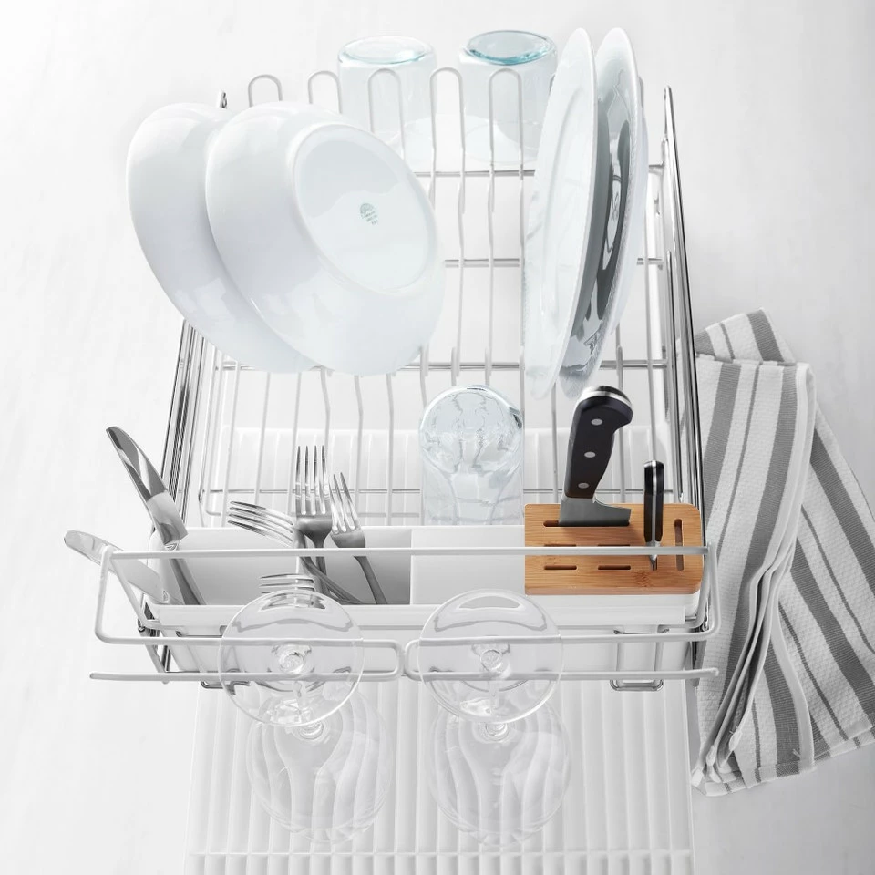 Williams Sonoma Dish Rack with Wine Glass Holder, White 4 Williams Sonoma Dish Rack with Wine Glass Holder, White - Image 2