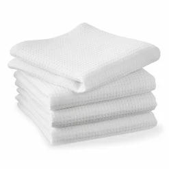 Williams Sonoma Super Absorbent Waffle Weave Tea Towels, Set of 4, White
