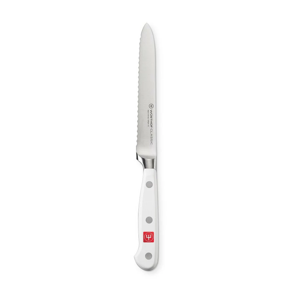 Wüsthof Classic 13 cm Serrated Utility Knife, White 4 Wüsthof Classic 13 cm Serrated Utility Knife, White - Image 2